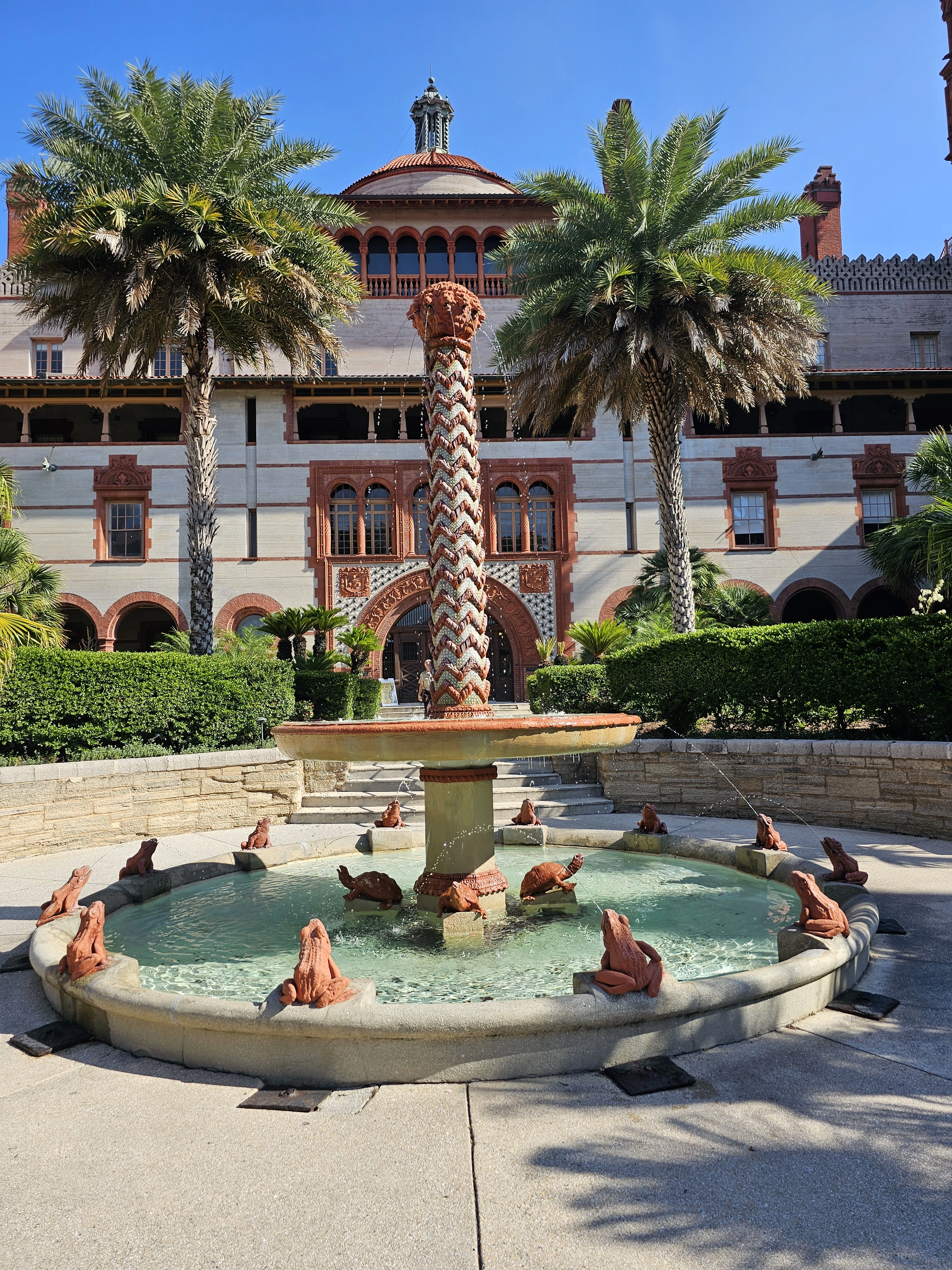 Top-Rated Favorite Things to Do St. Augustine, Florida 3 Flagler College courtyard in St. Augustine, Florida, featuring the iconic frog fountain and historic Spanish-style architecture—one of the most popular places to visit in St. Augustine.